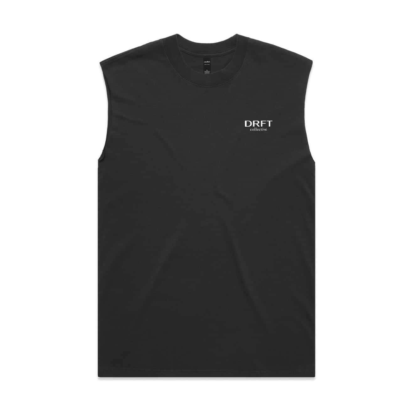 DRFT Collective Muscle Tee — Black with White Logo